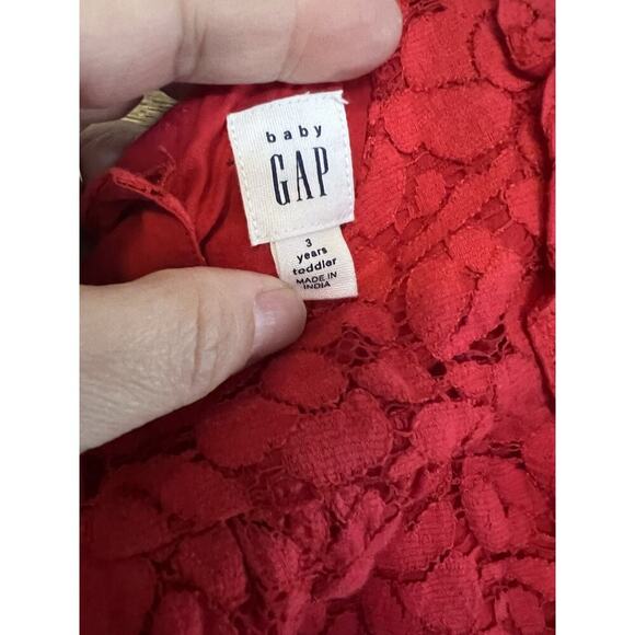 Baby Gap Girls Dress 3t Red Lace Short Sleeves Lined Toddler Party Spring - Picture 2 of 2
